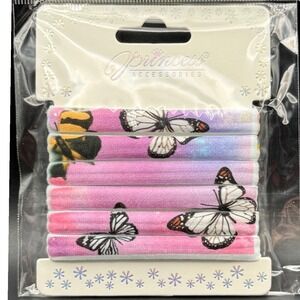 Princess Accessories Girls Butterfly Pink Ombre Elastic Hair Ties 8 Pack New